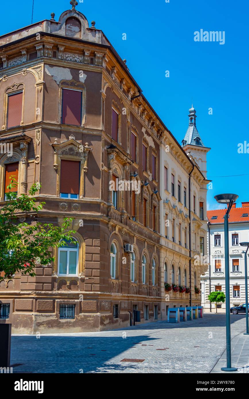 Street in the historical center of Celje, Slovenia Stock Photo
