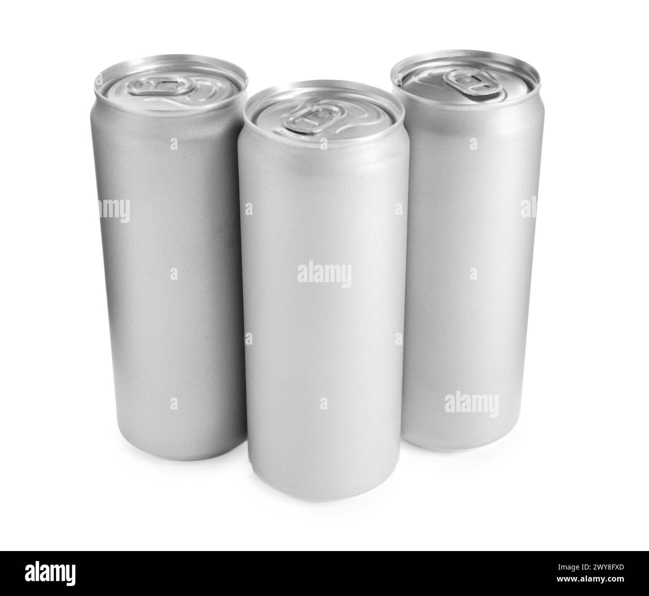 Energy drinks in aluminum cans on white background Stock Photo Alamy