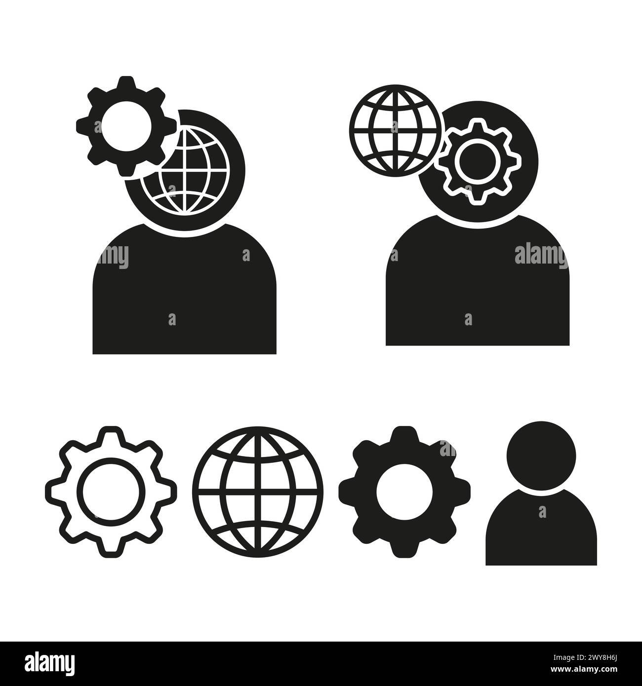 Global expertise icons. Personal development symbols. World knowledge and skills. Professional growth graphics. Vector illustration. EPS 10. Stock Vector