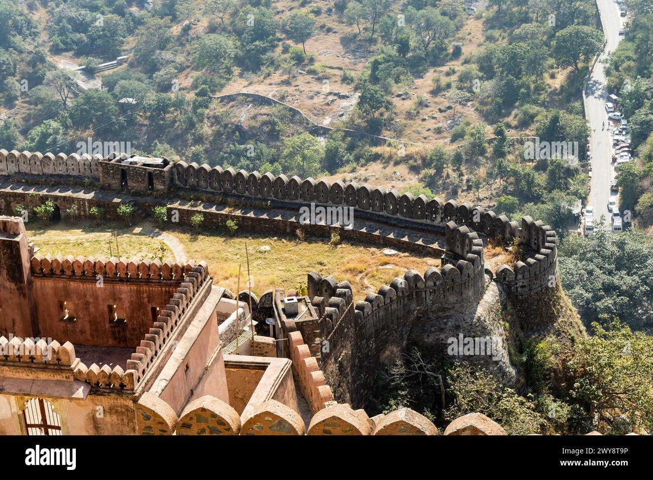 ancient fort stone wall for invader protection at morning image is ...