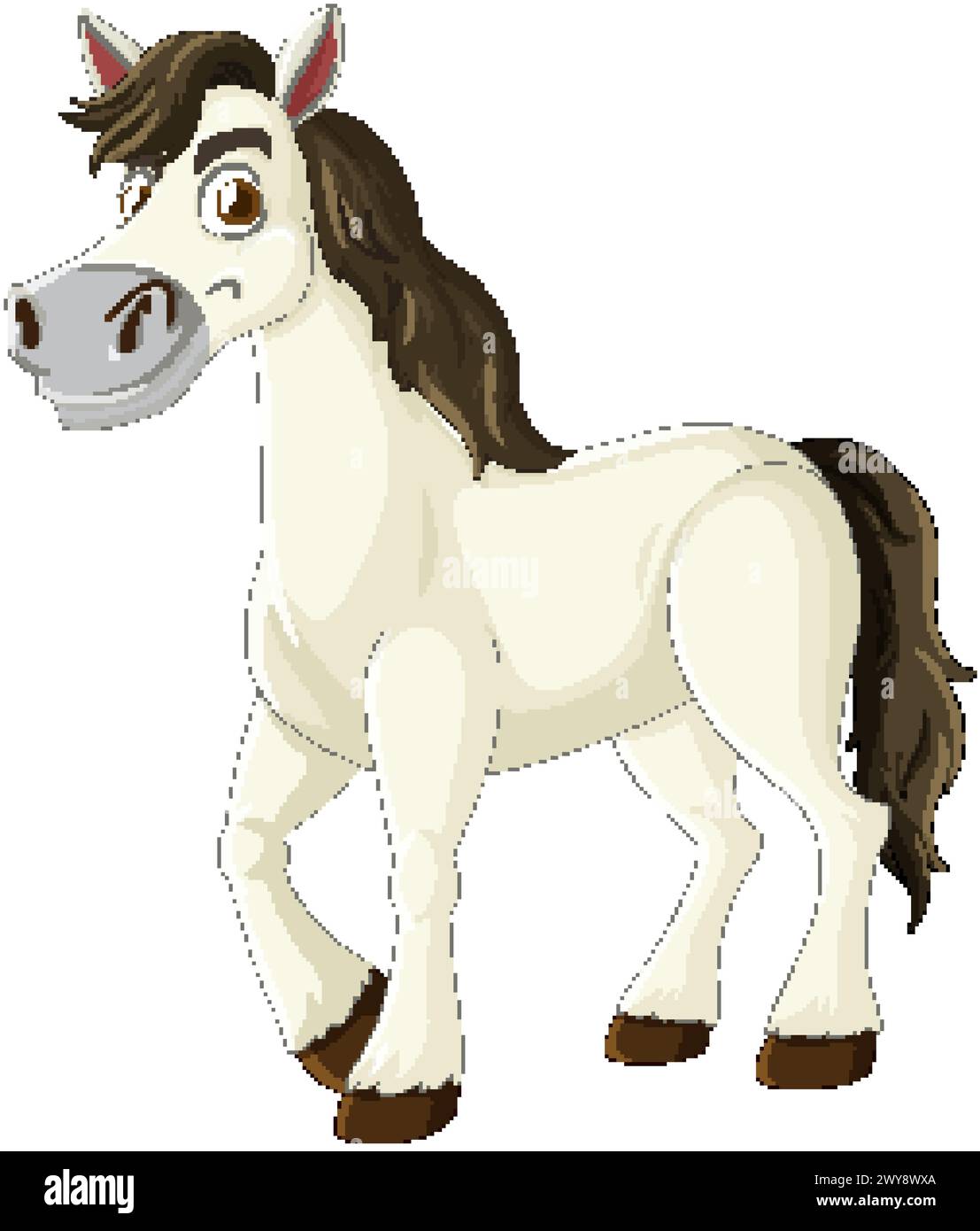 Vector illustration of a happy white horse Stock Vector Image & Art - Alamy