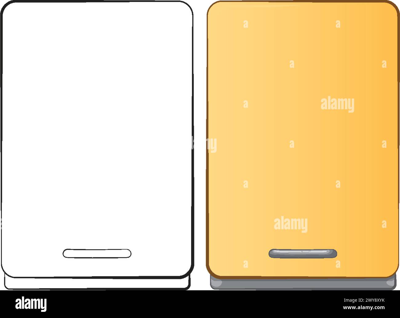 Two cards, one blank and one filled, side by side. Stock Vector