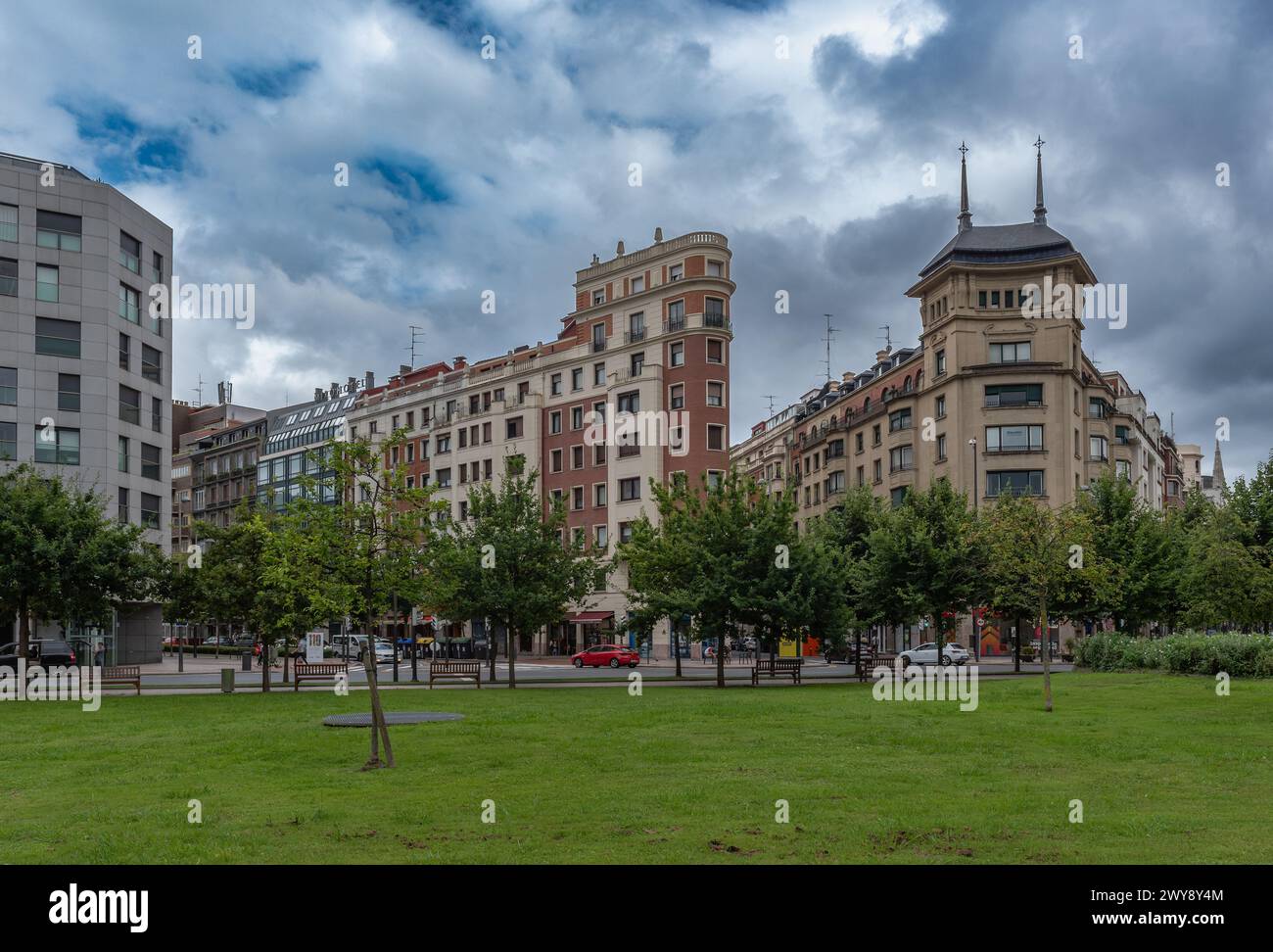 Cityscape of Bilbao at Euskadi Place, Basque Country, Spain Stock Photo