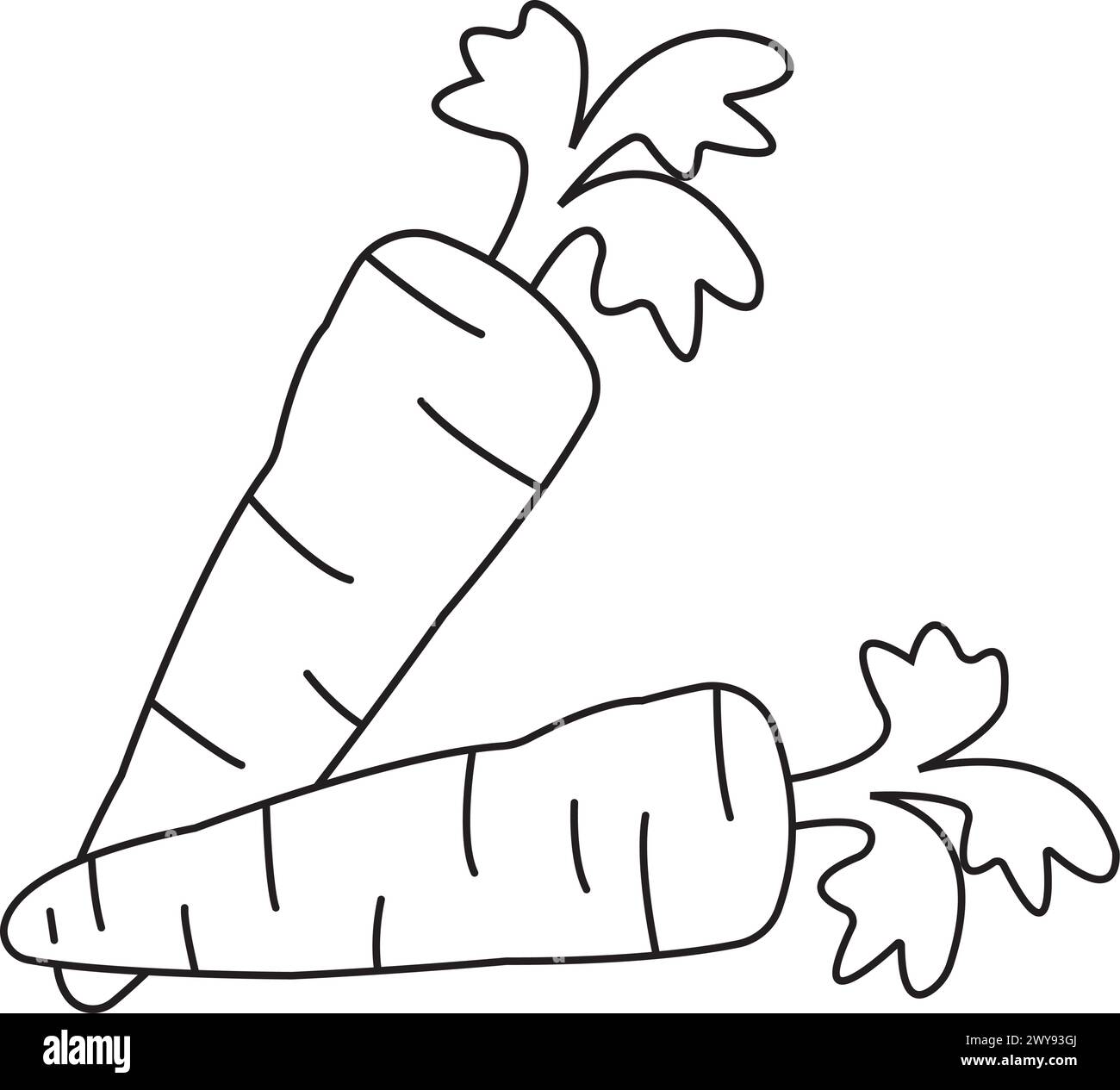 Cartoon illustration carrot root vegetable Black and White Stock Photos ...