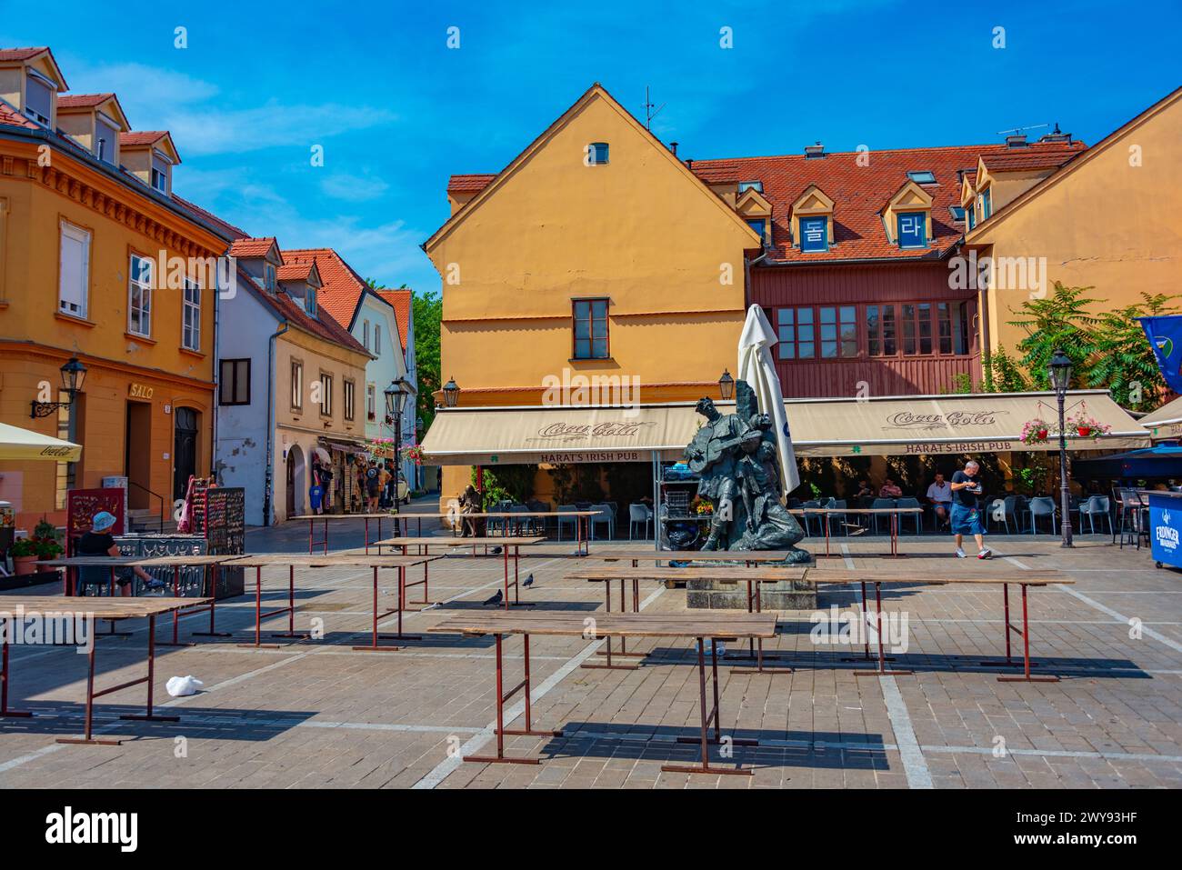 Zagreb, Croatia, June 30, 2023: Statue of Petrica Kerempuh in the old town of Zagreb, Croatia Stock Photo