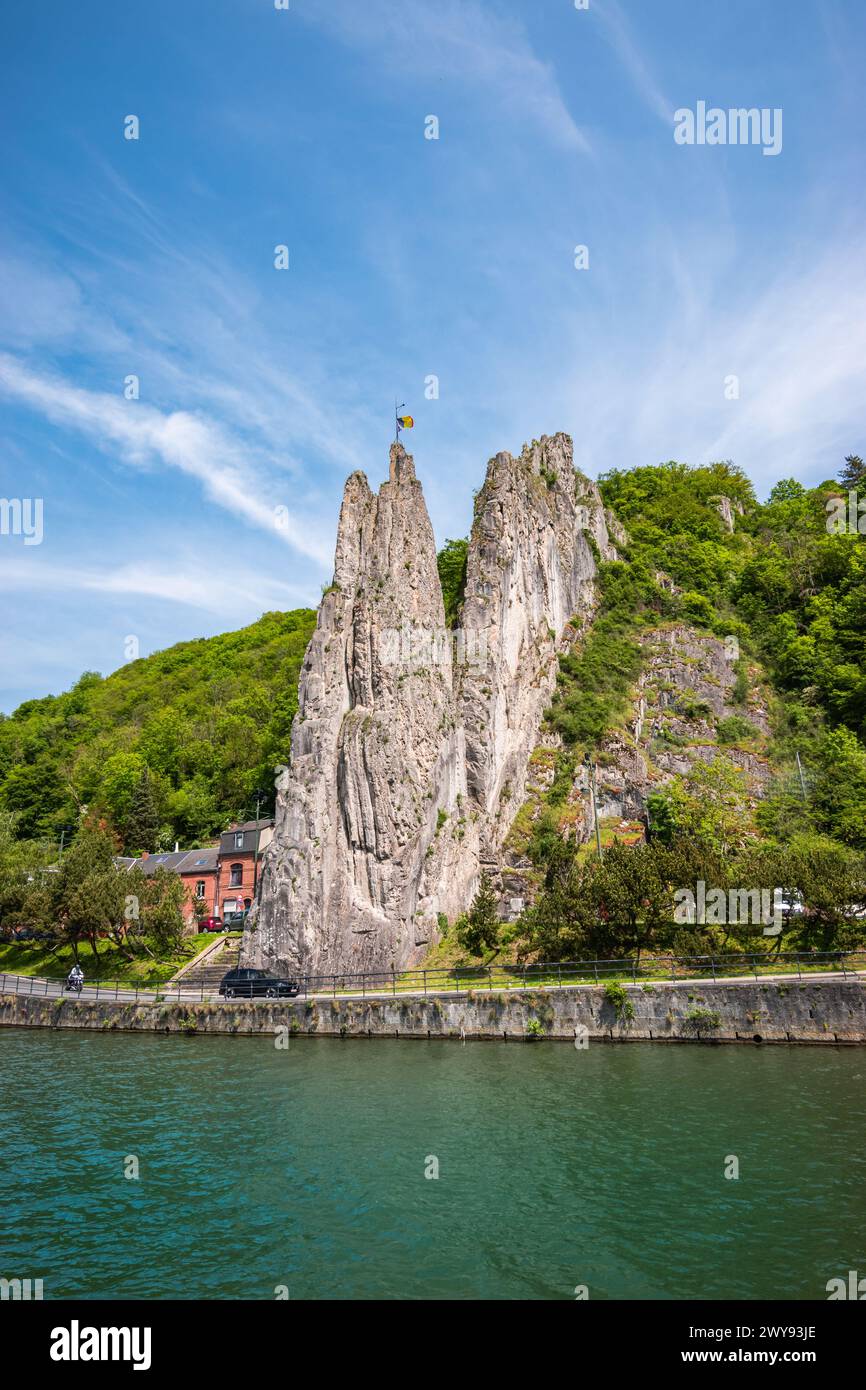 Bayard Rock along the Meuse river, Dinant, Belgium. Stock Photo