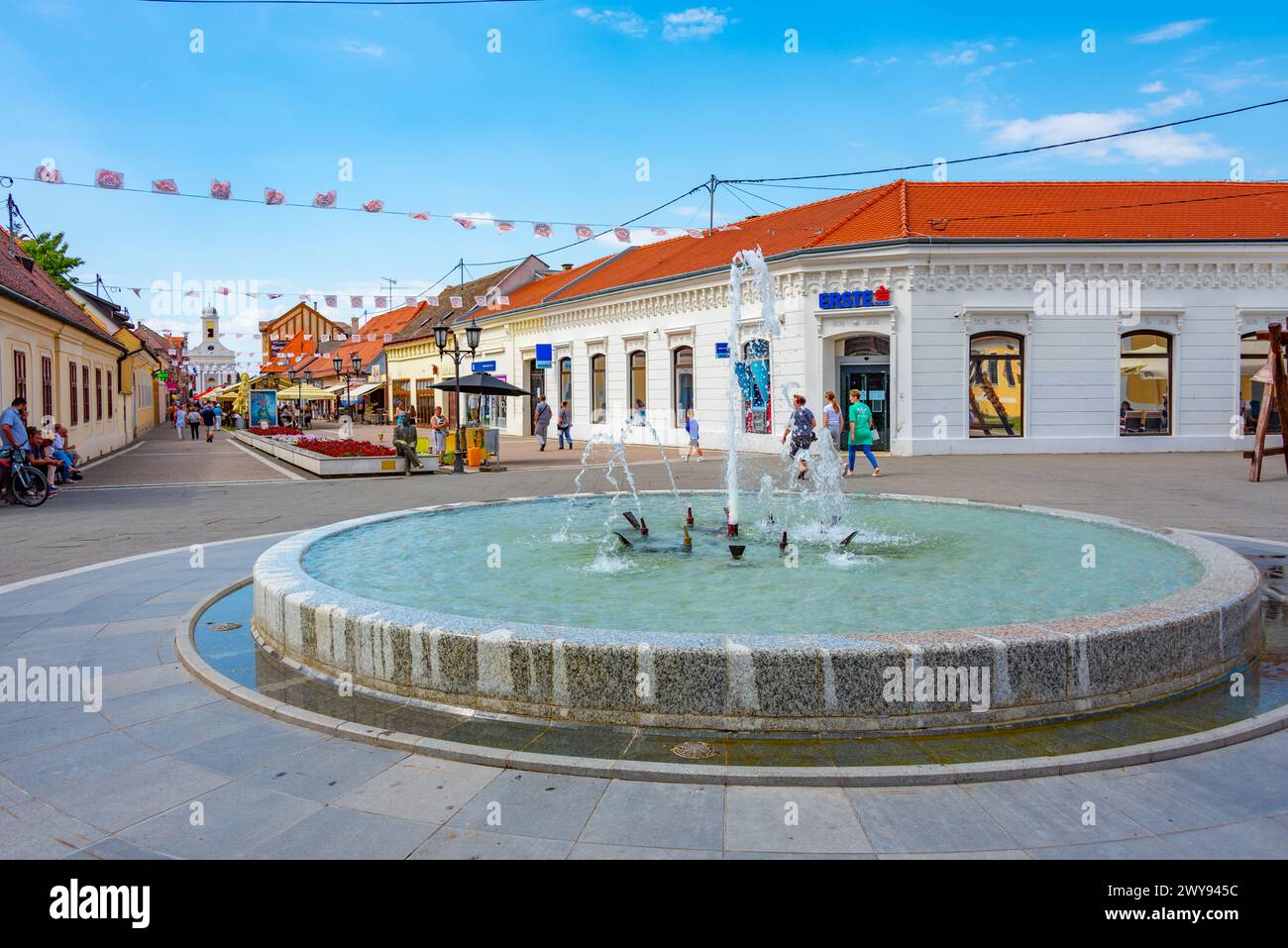 Djakovo, Croatia, July 2, 2023: Main street in Croatian town Djakovo Stock Photo