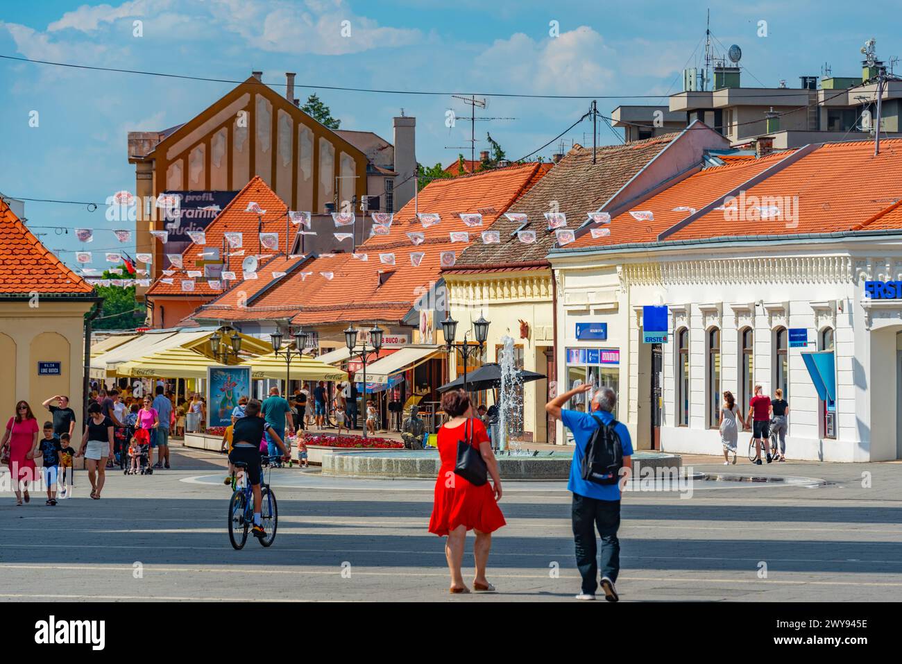 Djakovo, Croatia, July 2, 2023: Main street in Croatian town Djakovo Stock Photo