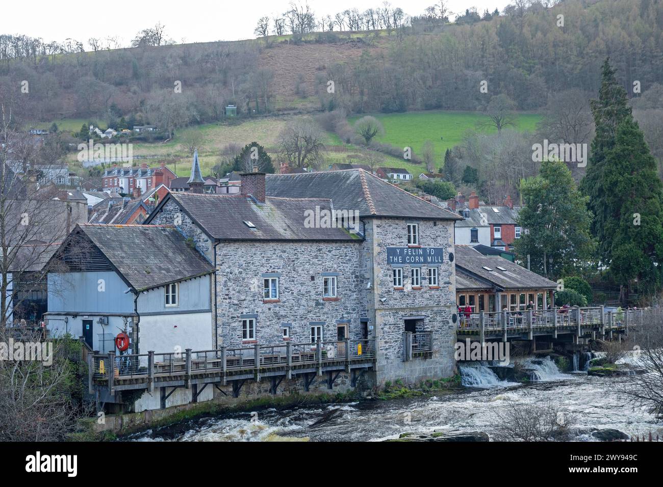 The Corn Mill, River Dee, Langollen, Wales, United Kingdom Stock Photo