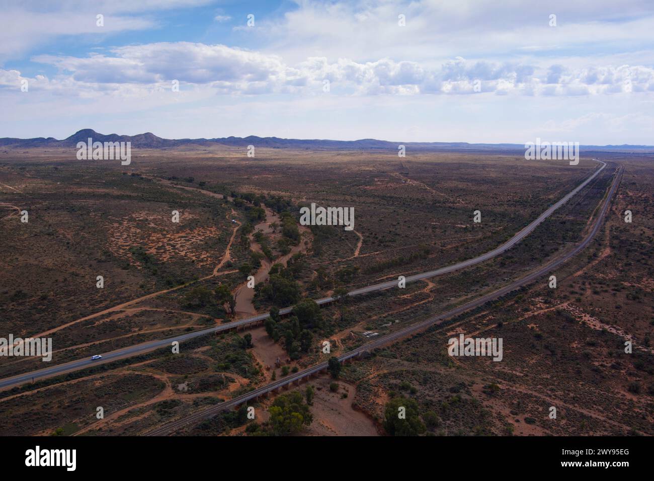 Aerial of landscape around Yunta South Australia Stock Photo
