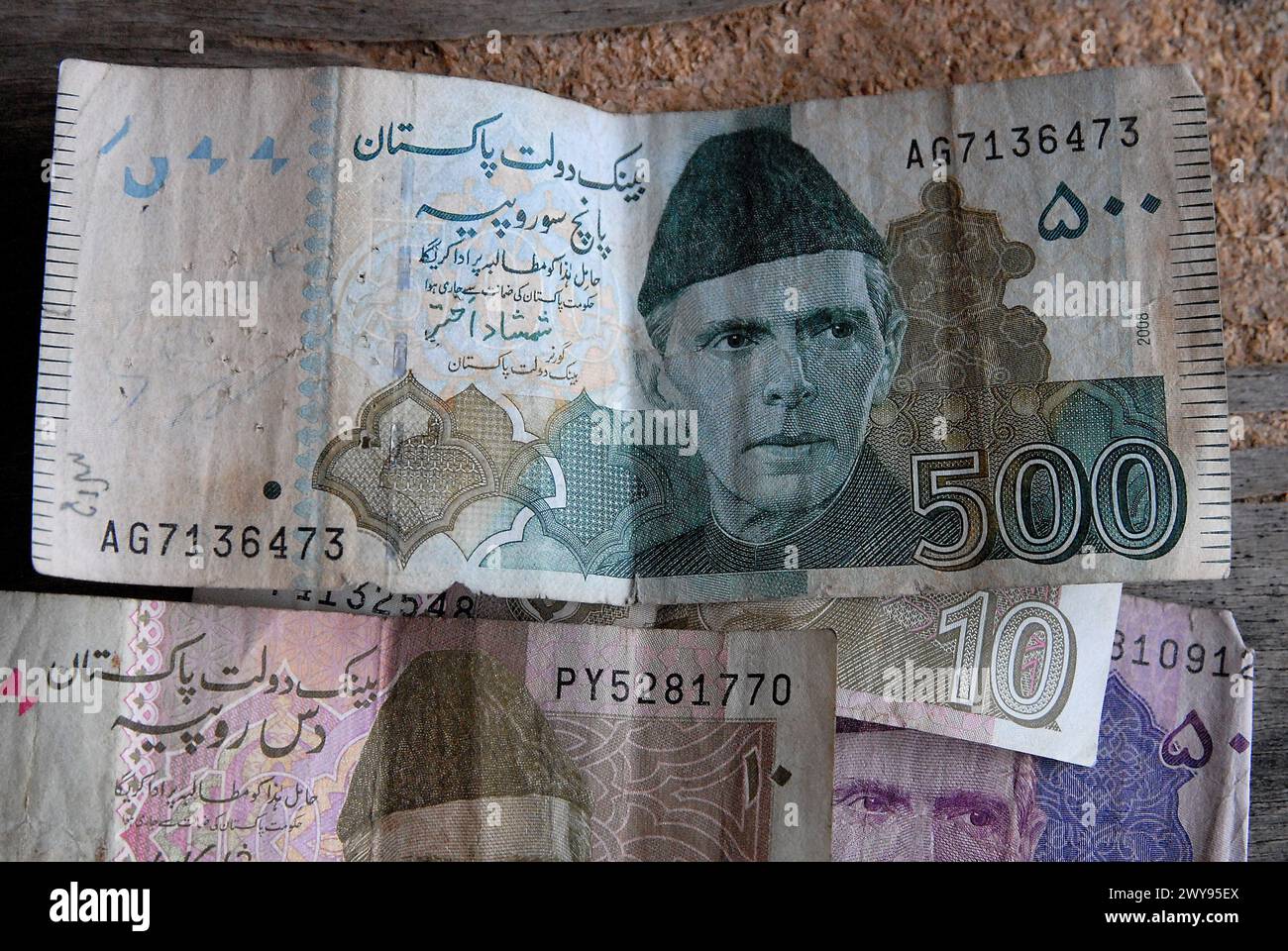 Copenhagen/ Denmark/05 April 2024/ Pakistani currency rupee notes with image of Jinnah in danish capital.hoto.Francis Joseph Dean/Dean Pictures) Stock Photo