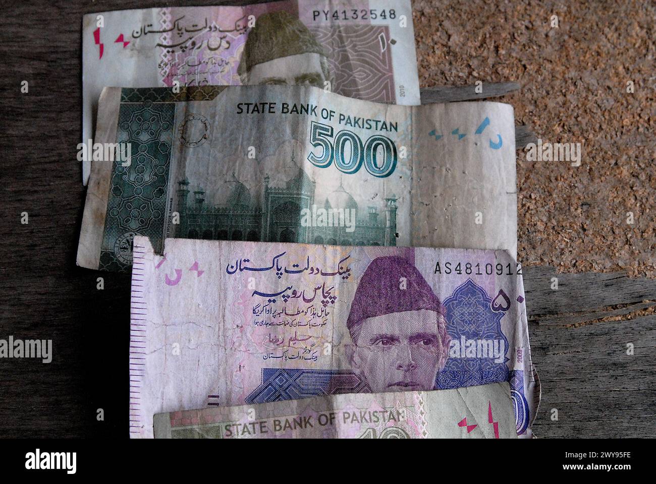 Copenhagen/ Denmark/05 April 2024/ Pakistani currency rupee notes with image of Jinnah in danish capital.hoto.Francis Joseph Dean/Dean Pictures) Stock Photo
