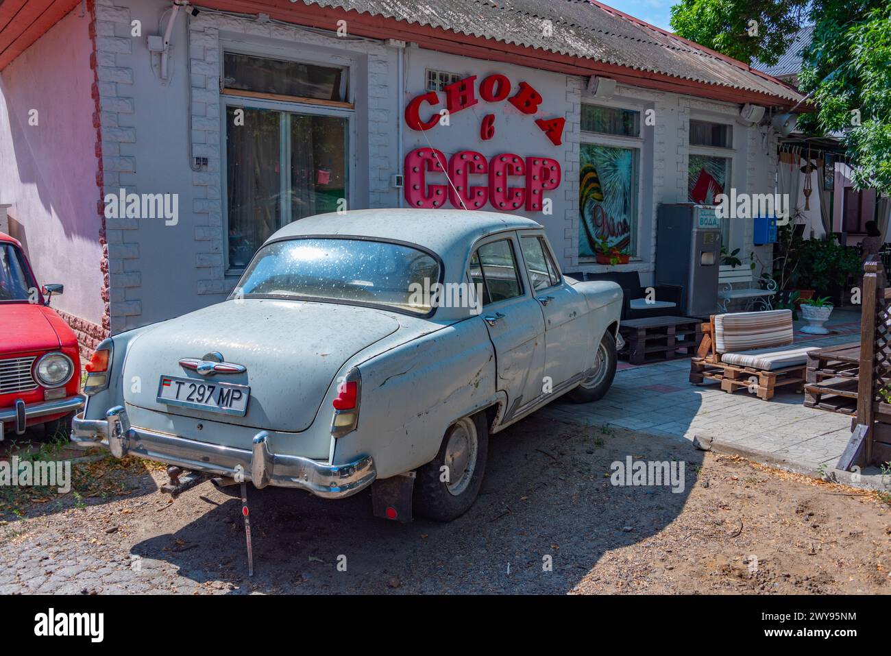 Tiraspol, Moldova, August 24, 2023: Soviet style restaurant in Tiraspol, Moldova Stock Photo