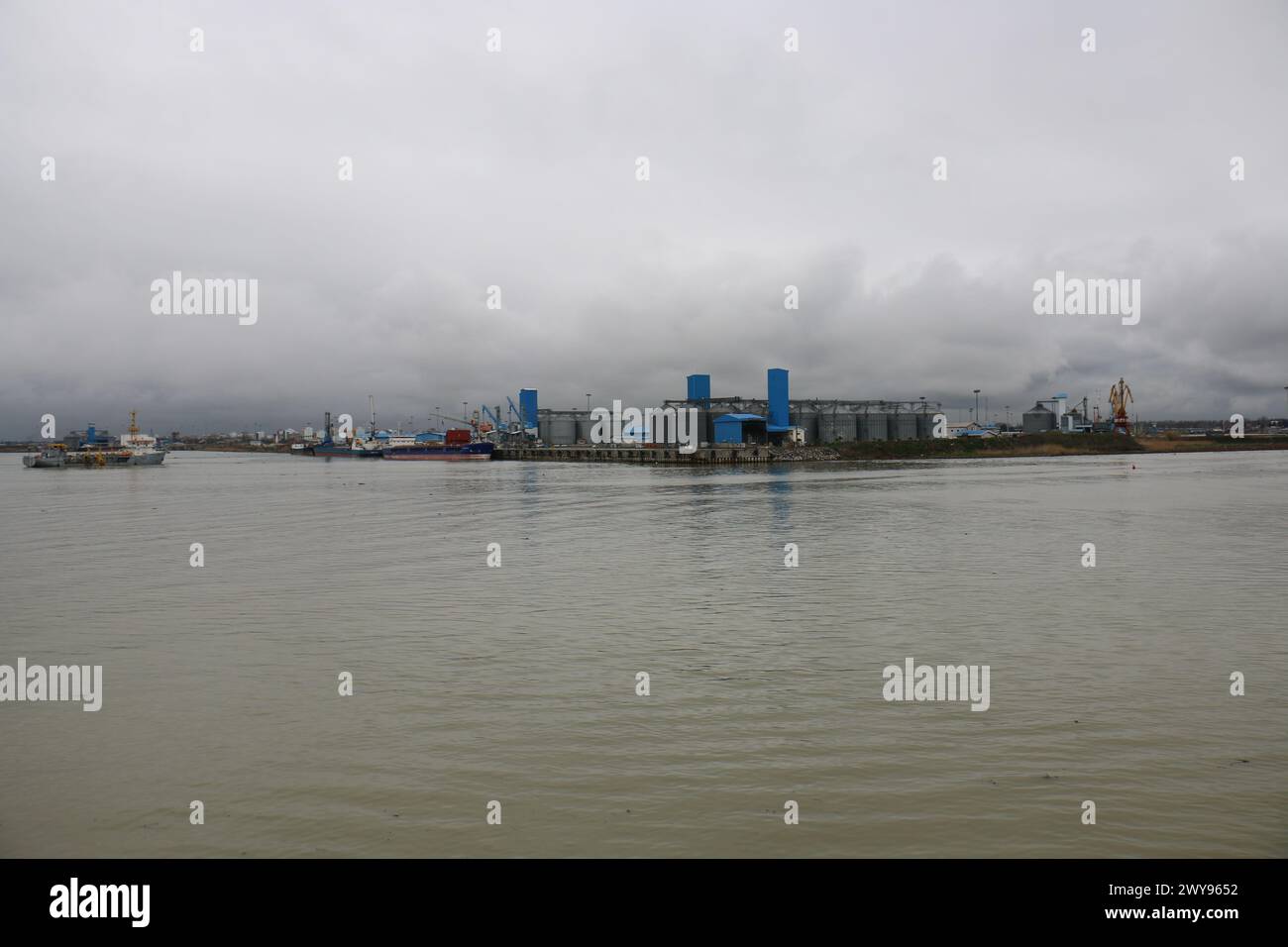 Cargo ships at the Iranian port of Anzali in the waters of the Caspian ...