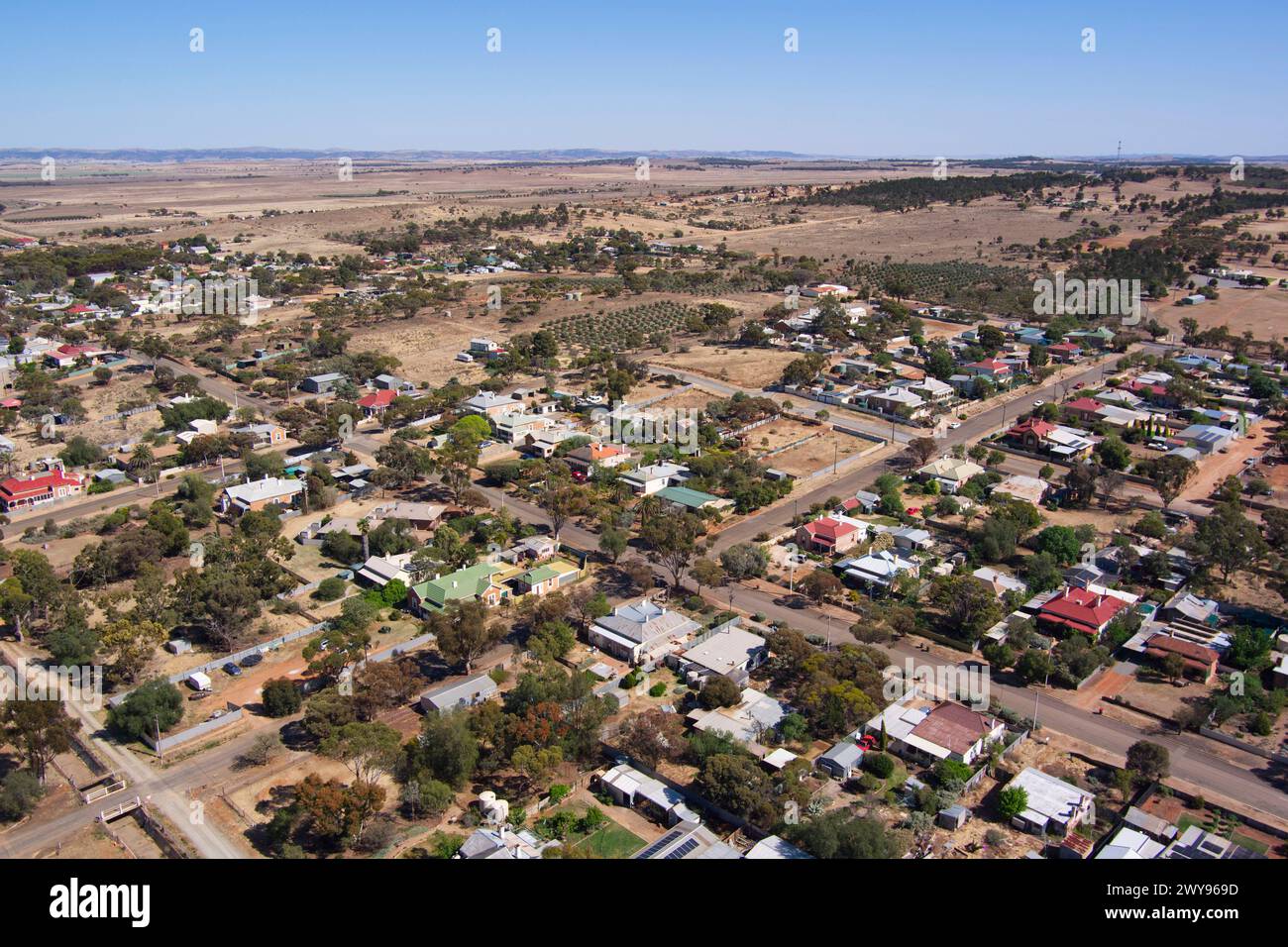 Aerial of Peterbrough in South Australia Stock Photo