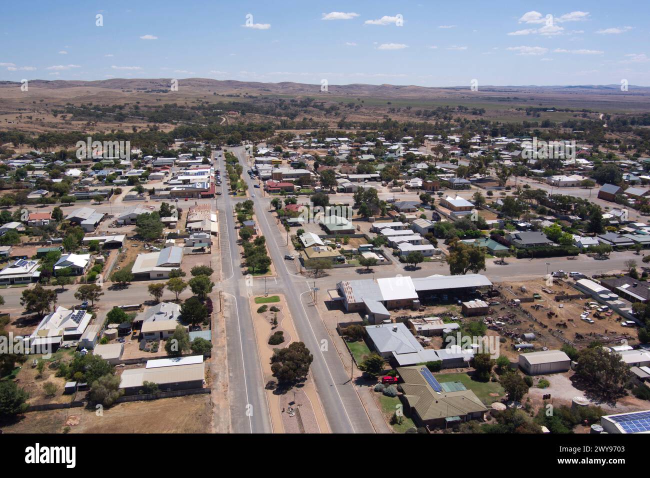 Aerial of small village of Orroroo South Australia Stock Photo
