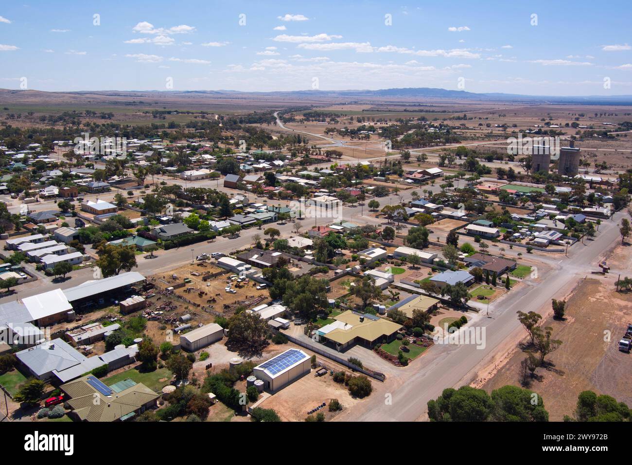 Aerial of small village of Orroroo South Australia Stock Photo