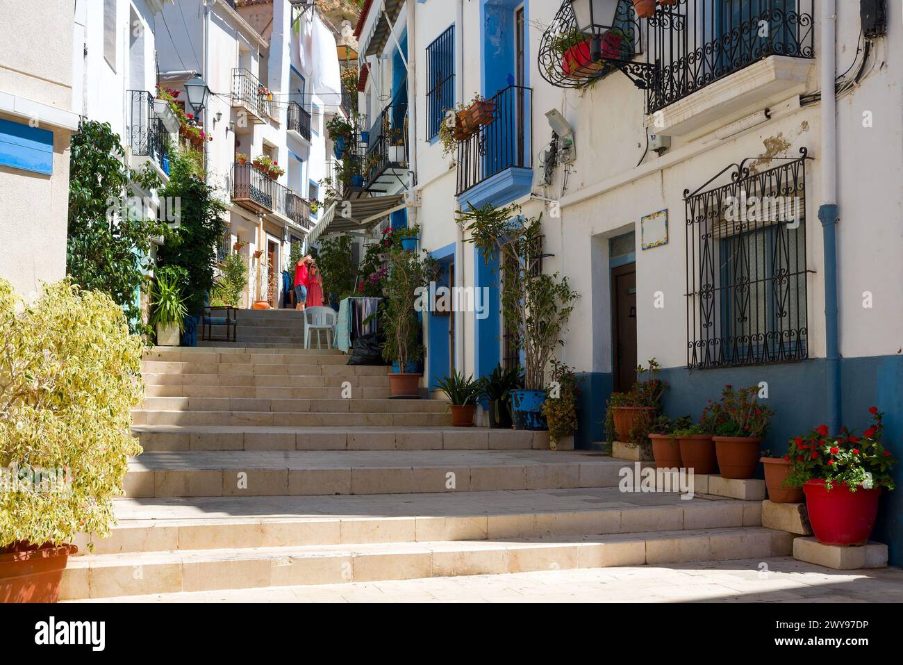 Ascending lane in Alicante old town Stock Photo