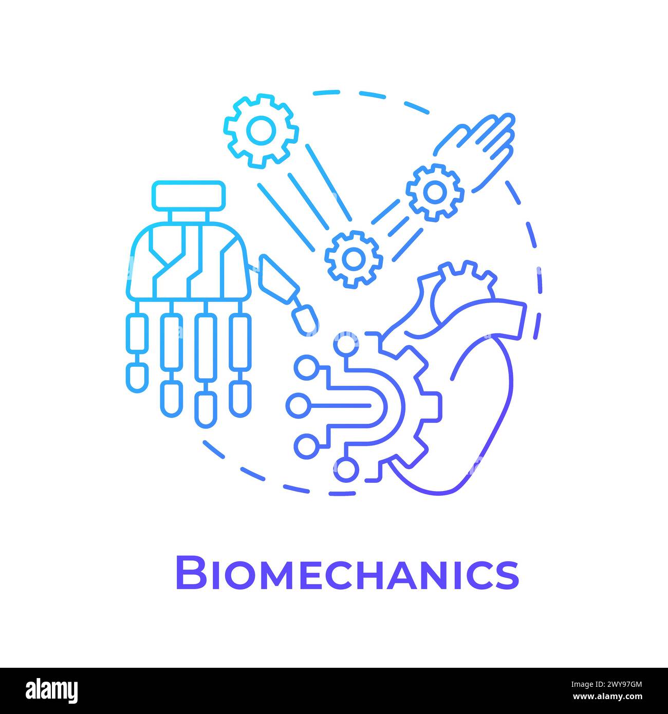 Biomechanics blue gradient concept icon Stock Vector