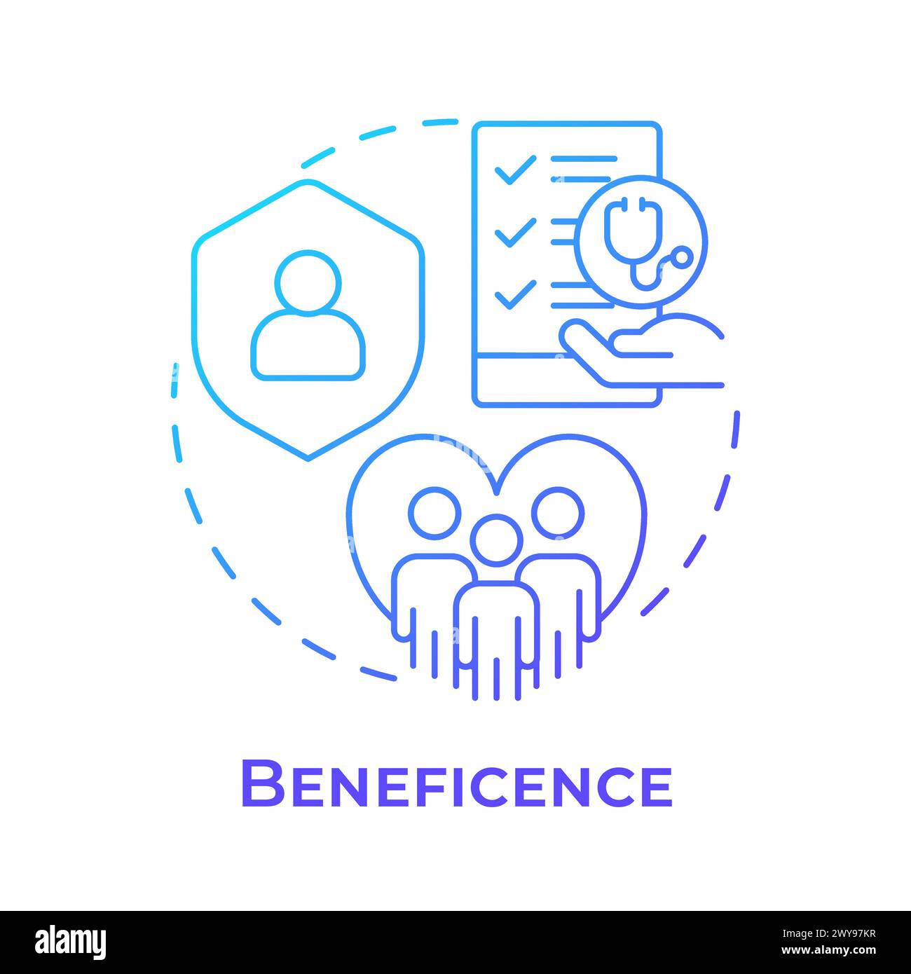 Beneficence blue gradient concept icon Stock Vector
