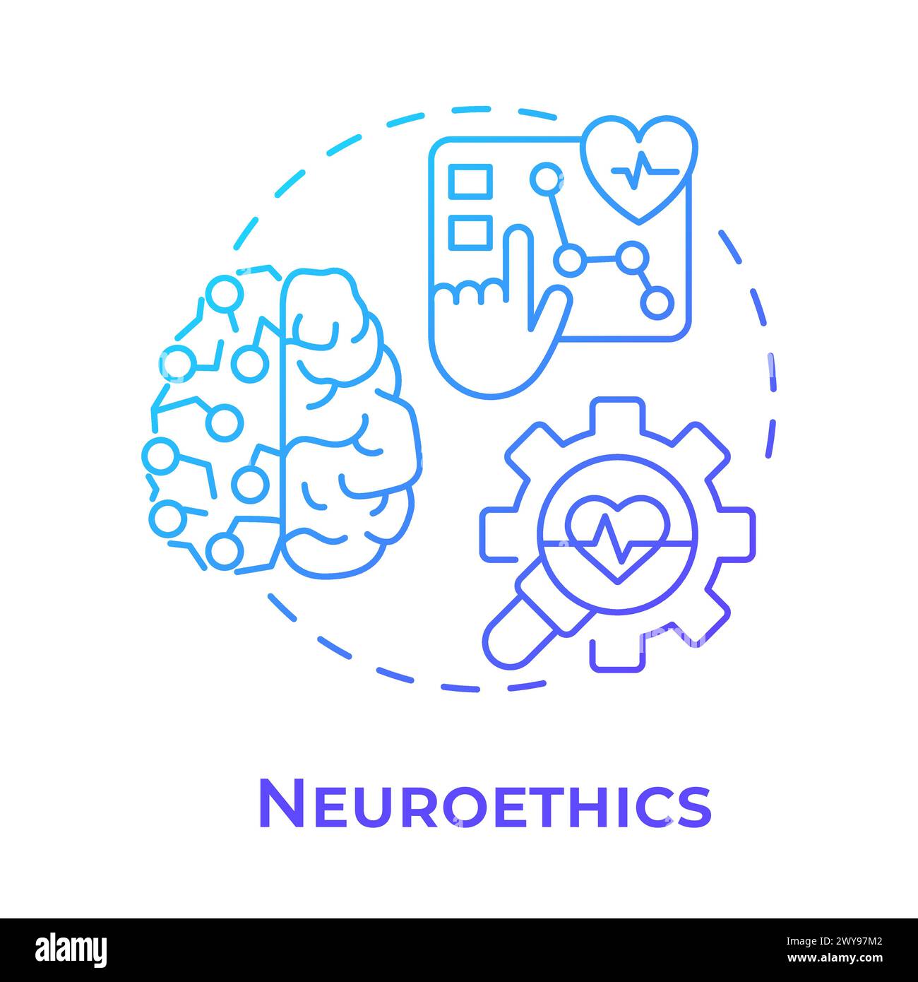 Neuroethics blue gradient concept icon Stock Vector
