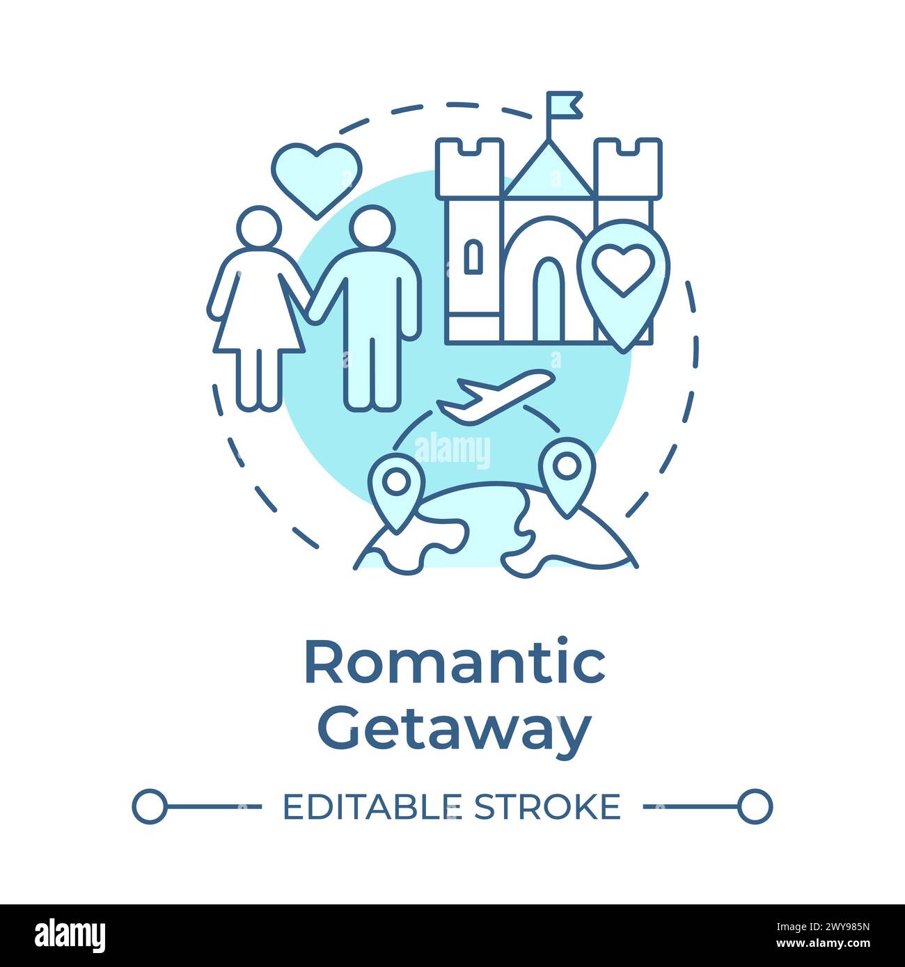 Romantic getaway soft blue concept icon Stock Vector