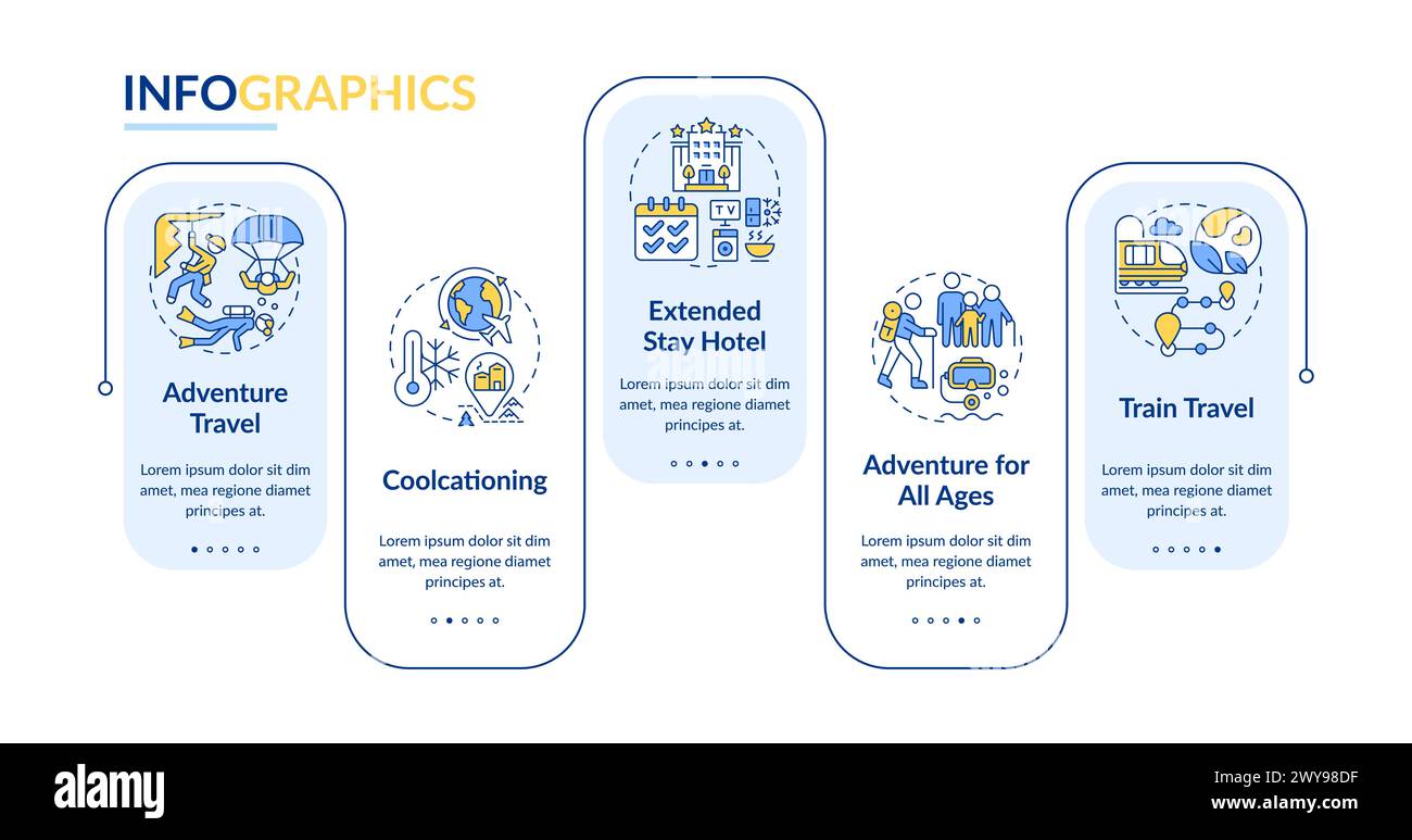 Trends in traveling blue rectangle infographic template Stock Vector ...