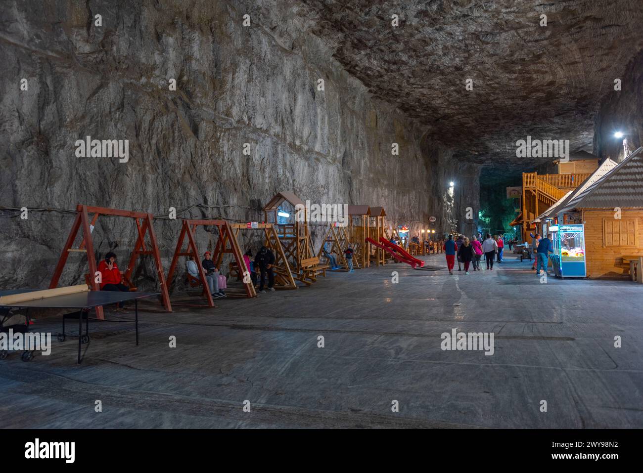 Praid, Romania, August 16, 2023: People are relaxing inside of the ...