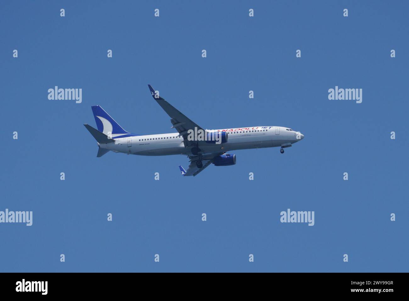 BALIKESIR, TURKIYE - JUNE 25, 2023: AnadoluJet Airlines Boeing 737-8AS (34995) landing to Balikesir Koca Seyit Airport Stock Photo