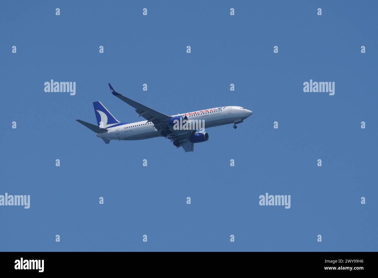 BALIKESIR, TURKIYE - JUNE 25, 2023: AnadoluJet Airlines Boeing 737-8AS (34995) landing to Balikesir Koca Seyit Airport Stock Photo