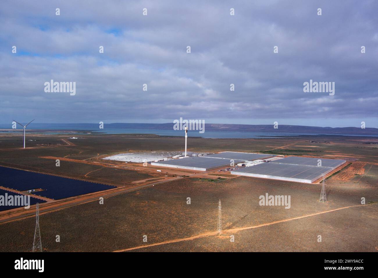 Aerial of Sundrop Farms Operation at Port Augusta South Australia Stock Photo