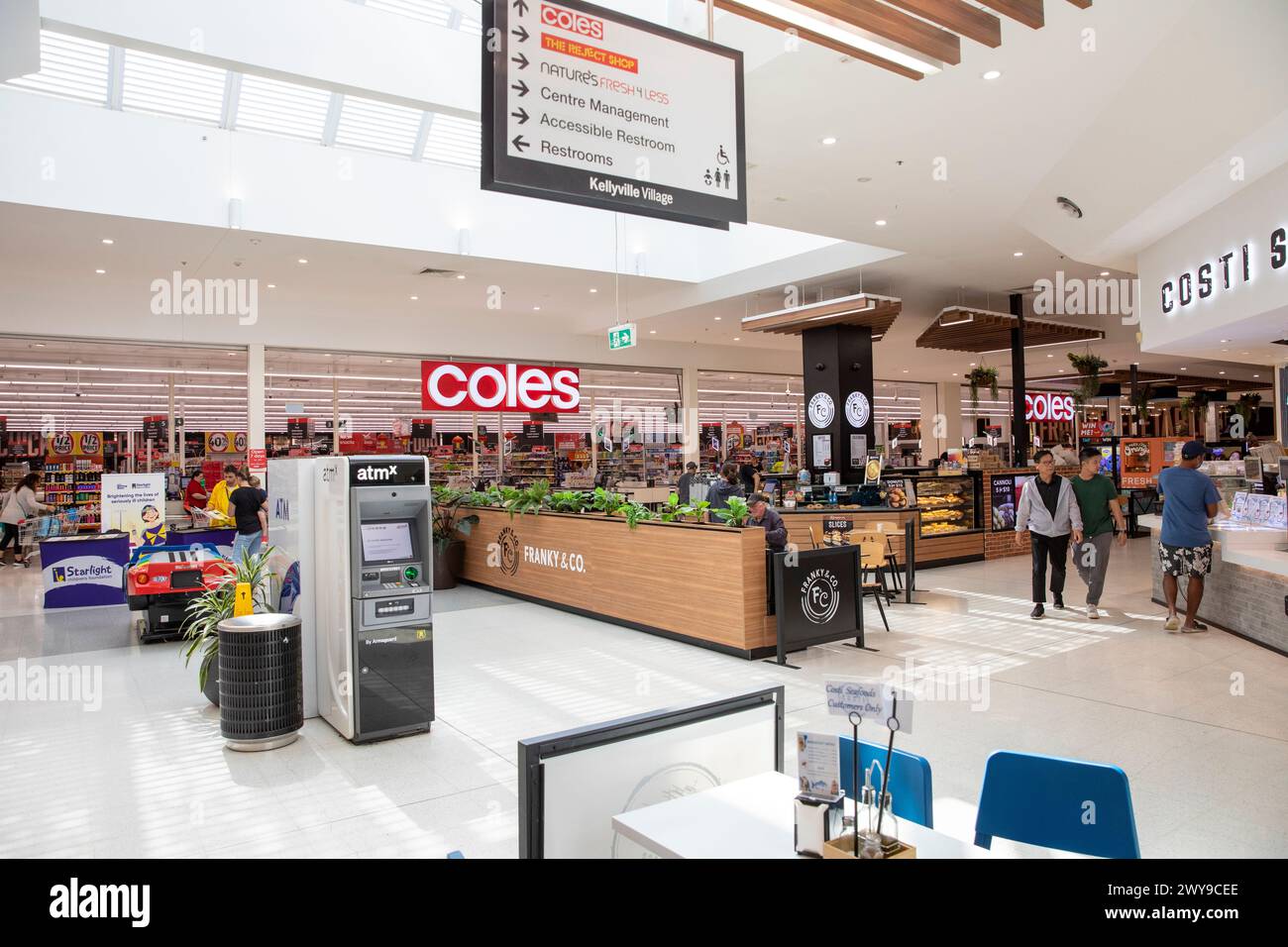 Kellyville, Sydney, interior of the Kellyville Shopping village in this Sydney suburb, with Coles Supermarket, NSW,Australia Stock Photo
