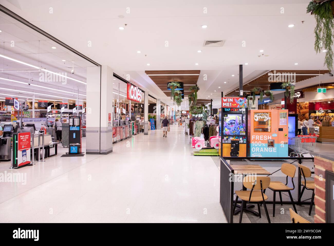 Kellyville, Sydney, interior of the Kellyville Shopping village in this Sydney suburb, with Coles Supermarket, NSW,Australia Stock Photo
