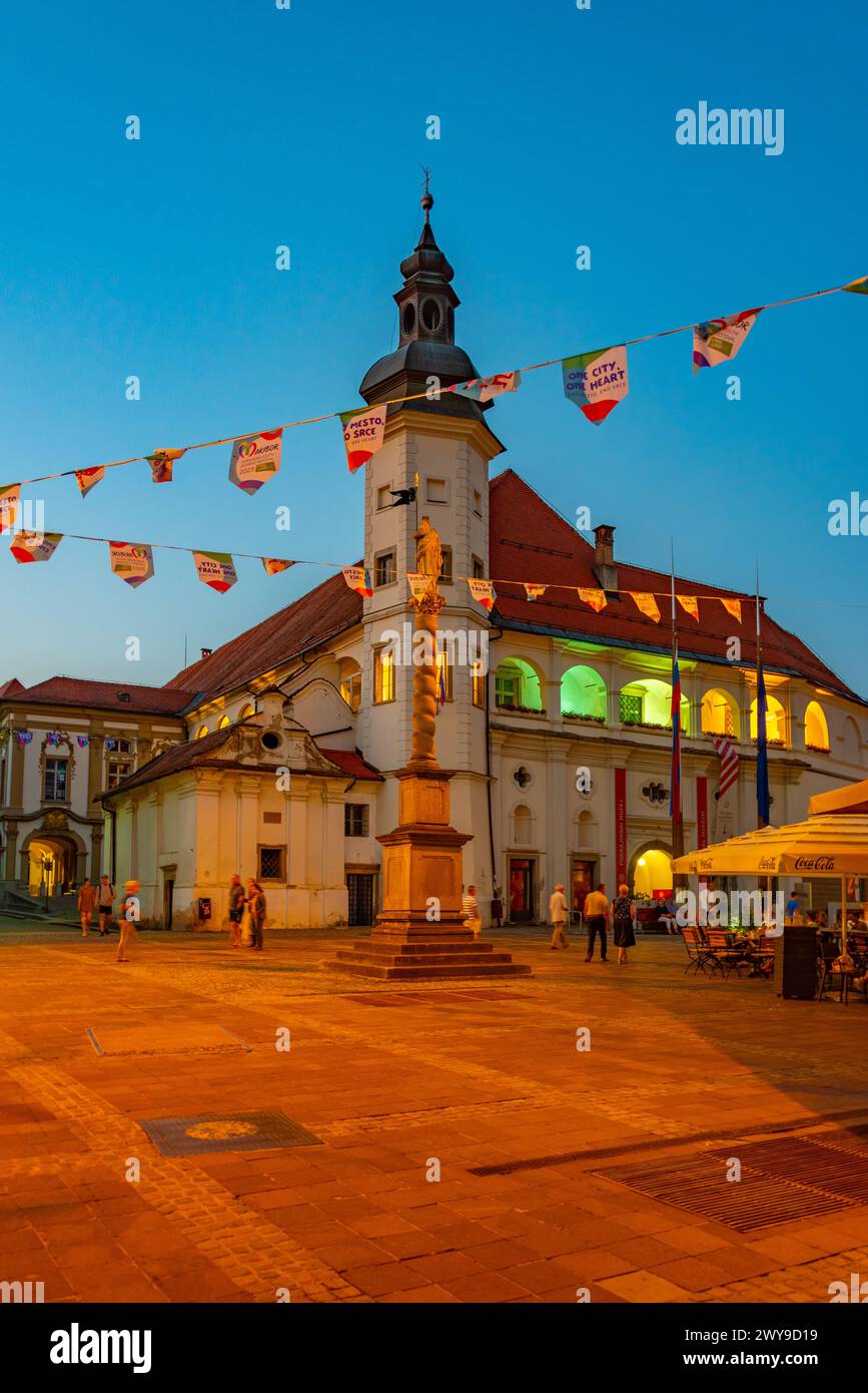 Maribor, Slovenia, 25 June 2023: Sunset view of a street leading to ...