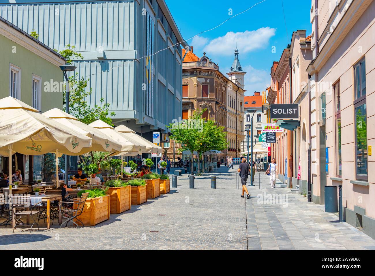 Celje, Slovenia, 26 June 2023: Street in the historical center of Celje, Slovenia Stock Photo