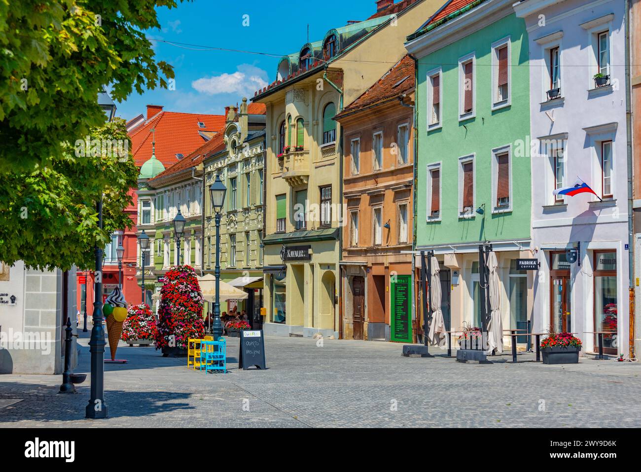 Celje, Slovenia, 26 June 2023: Street in the historical center of Celje, Slovenia Stock Photo