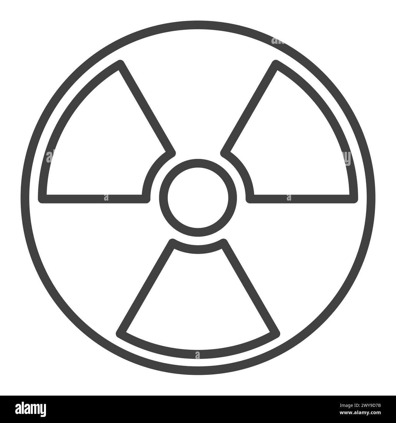 Vector Radioactive Hazard Warning concept simple icon or sign in thin line style Stock Vector