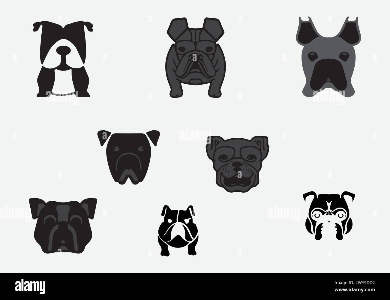 minimal style Bulldog icon illustration design Stock Vector