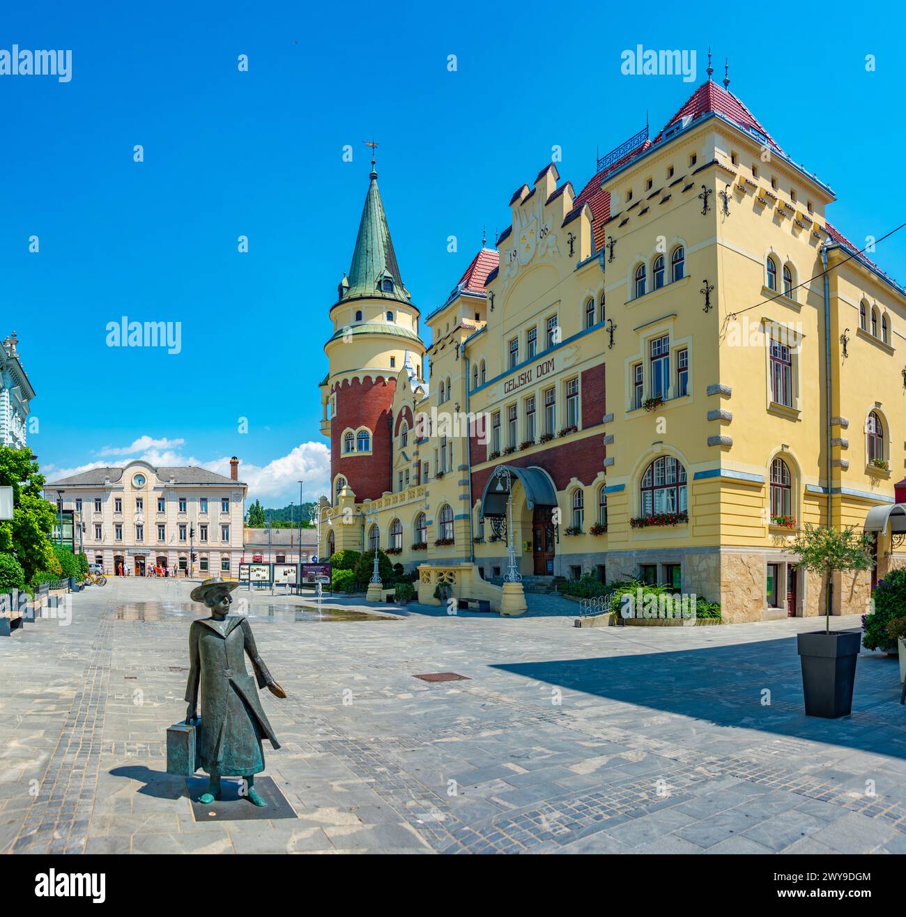 Celje, Slovenia, 26 June 2023 Summer day at Krekov Trg with Celjski