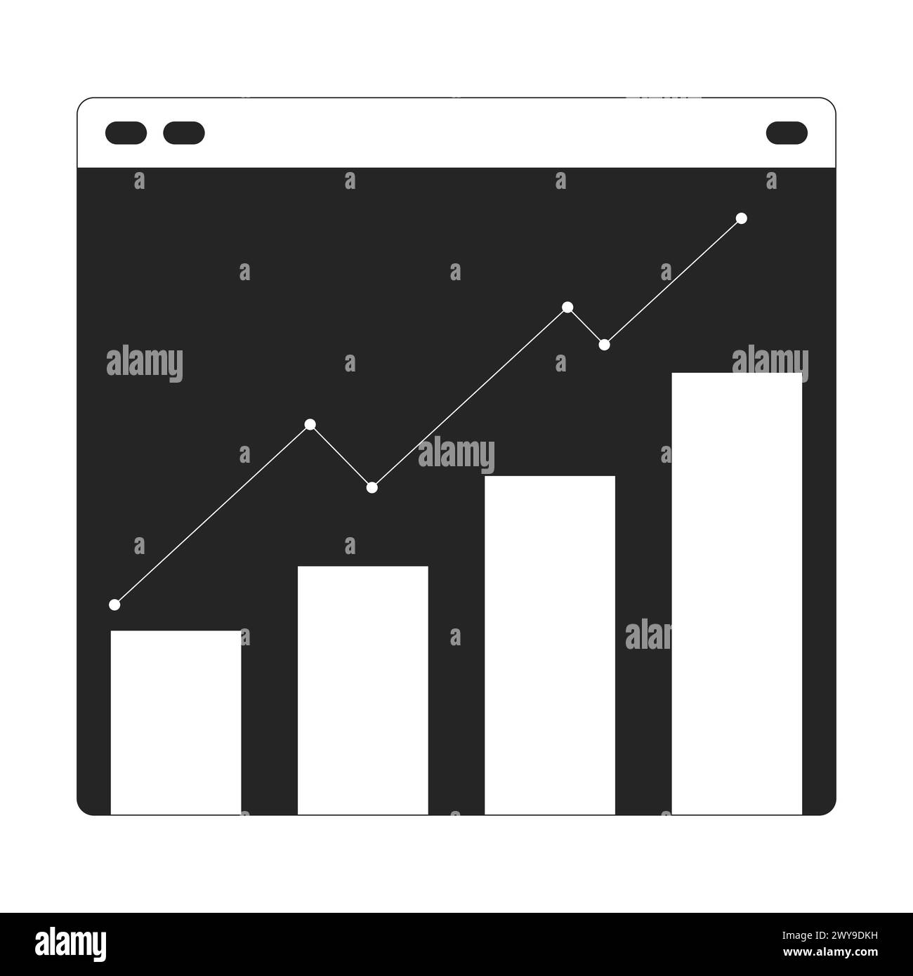 Data bar graph line webpage black and white 2D line cartoon object ...