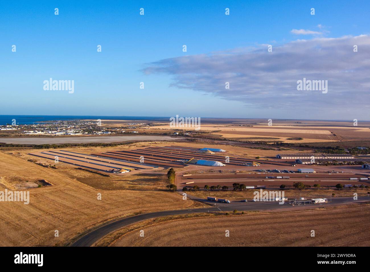Aerial of Viterra Grain Terminal at Tumby Bay on the east coast of Eyre Peninsula South Australia Stock Photo