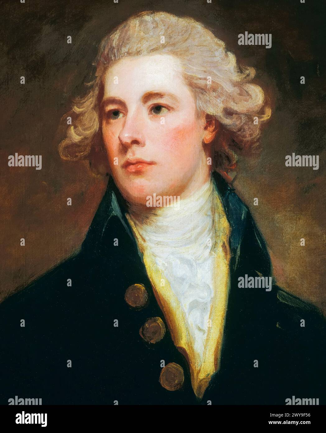 William Pitt the Younger (1759-1806), Prime Minister of Great Britain 1783-1800, Prime Minister of the United Kingdom January-March 1801 and 1804-1806, portrait painting in oil on canvas by George Romney, circa 1783 Stock Photo