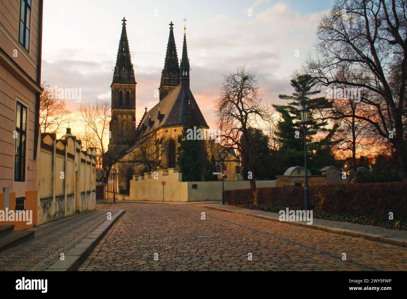 The Basilica of Saint Peter and Paul at Vysehrad, Prague, Czech republic. Stock Photo