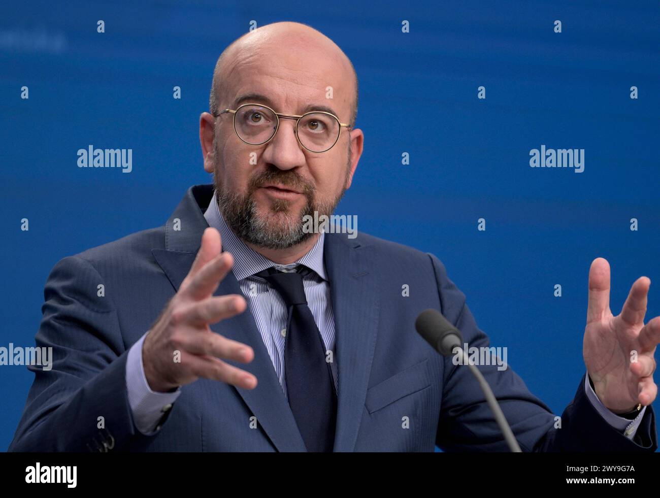 EU-Gipfel am 22.03.2024 : Charles MICHEL , Praesident von Europaeischer Rat EU-Summit on 22.03.2024 : Charles MICHEL , President of European Council *** EU Summit on 22 03 2024 Charles MICHEL , President of European Council EU Summit on 22 03 2024 Charles MICHEL , President of European Council Stock Photo