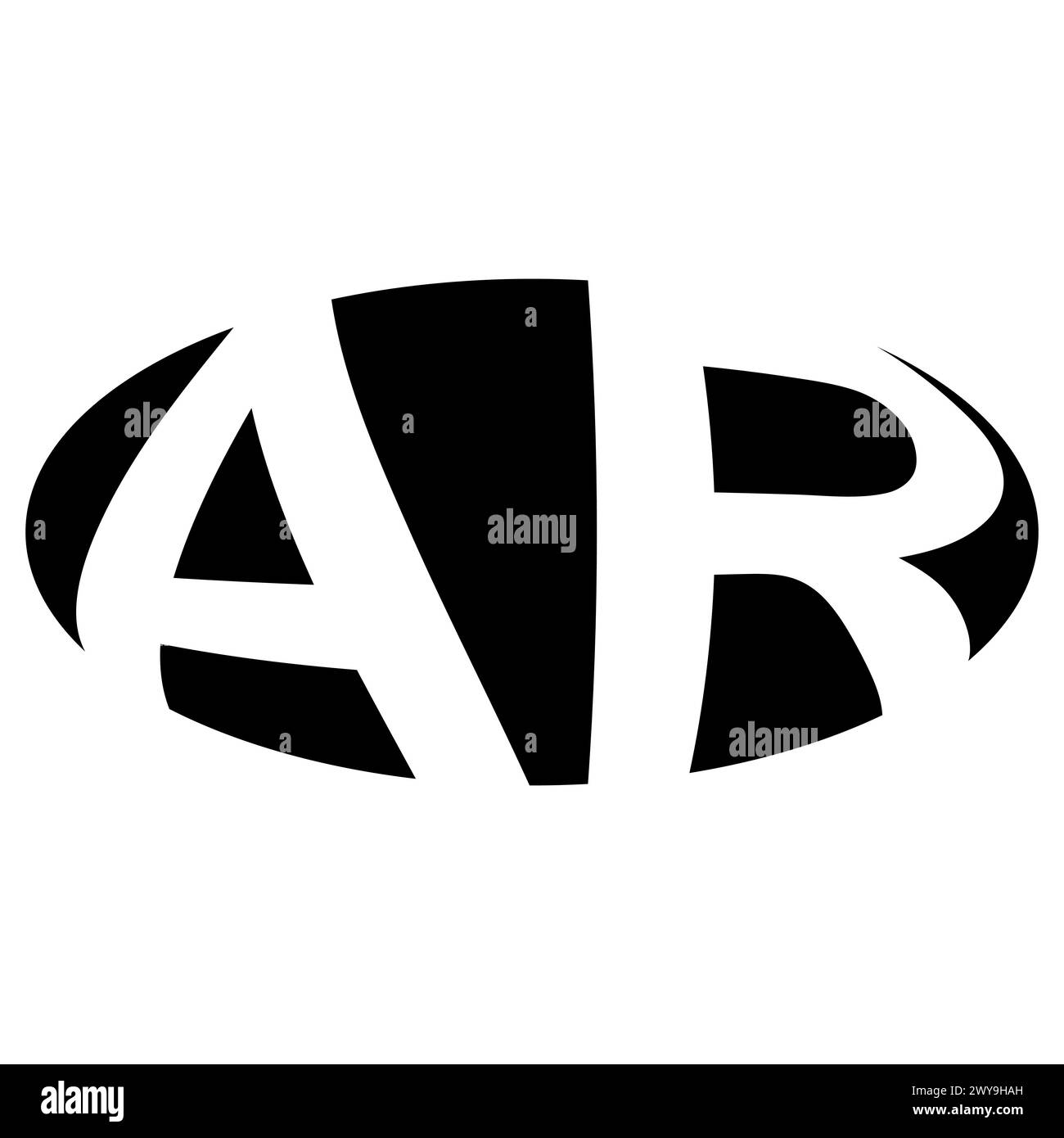 Oval logo double letter A, R two letters ar ra Stock Vector