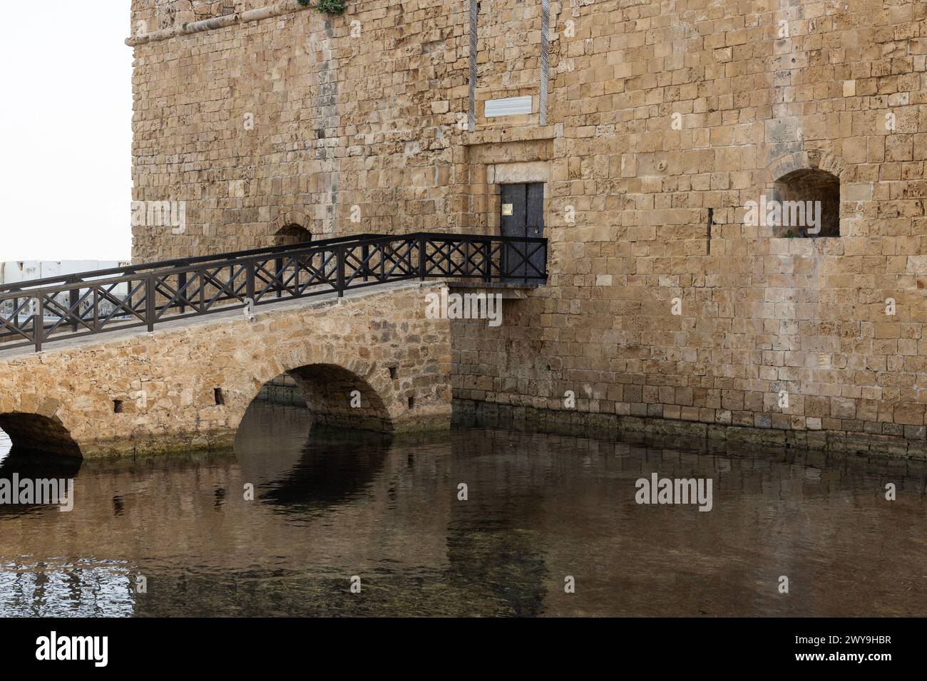 Close-upo Ancient Paphos Castle at Sunset. Pafos, Cyprus Stock Photo