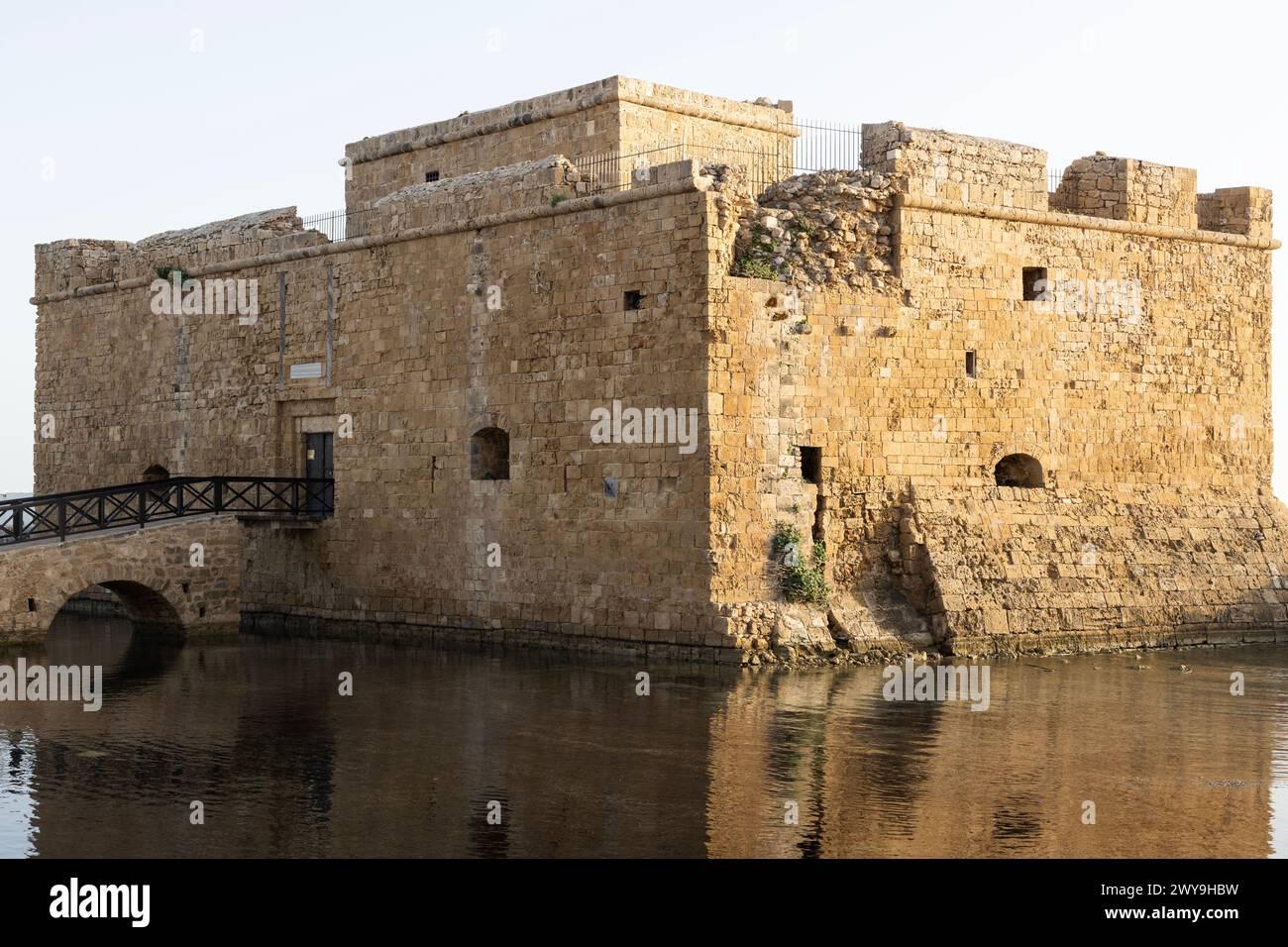 Ancient Paphos Castle at Sunset. Pafos, Cyprus Stock Photo