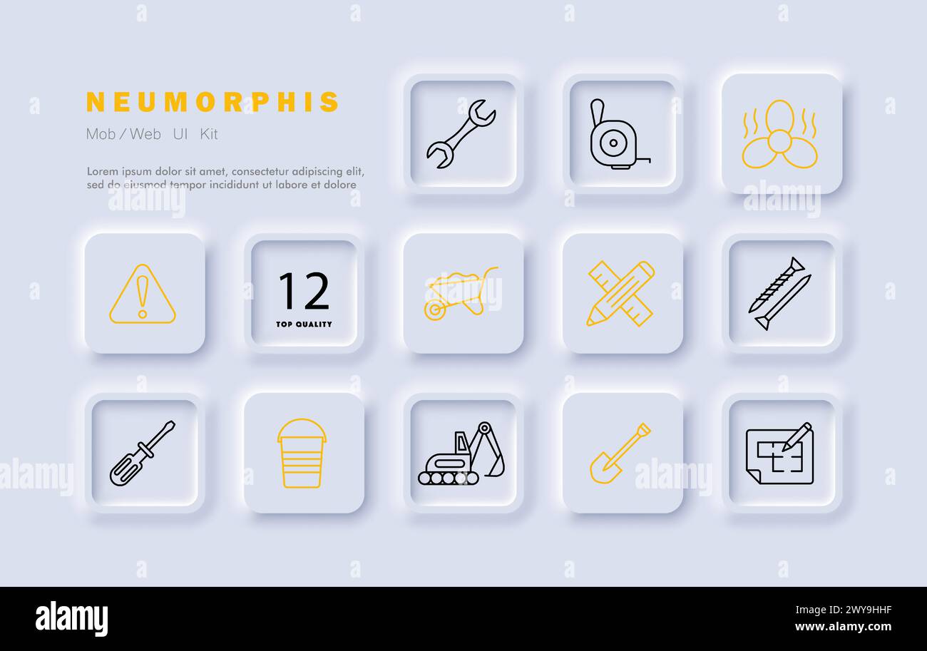Construction set icon. Equipment, numbering, fan, heavy equipment ...
