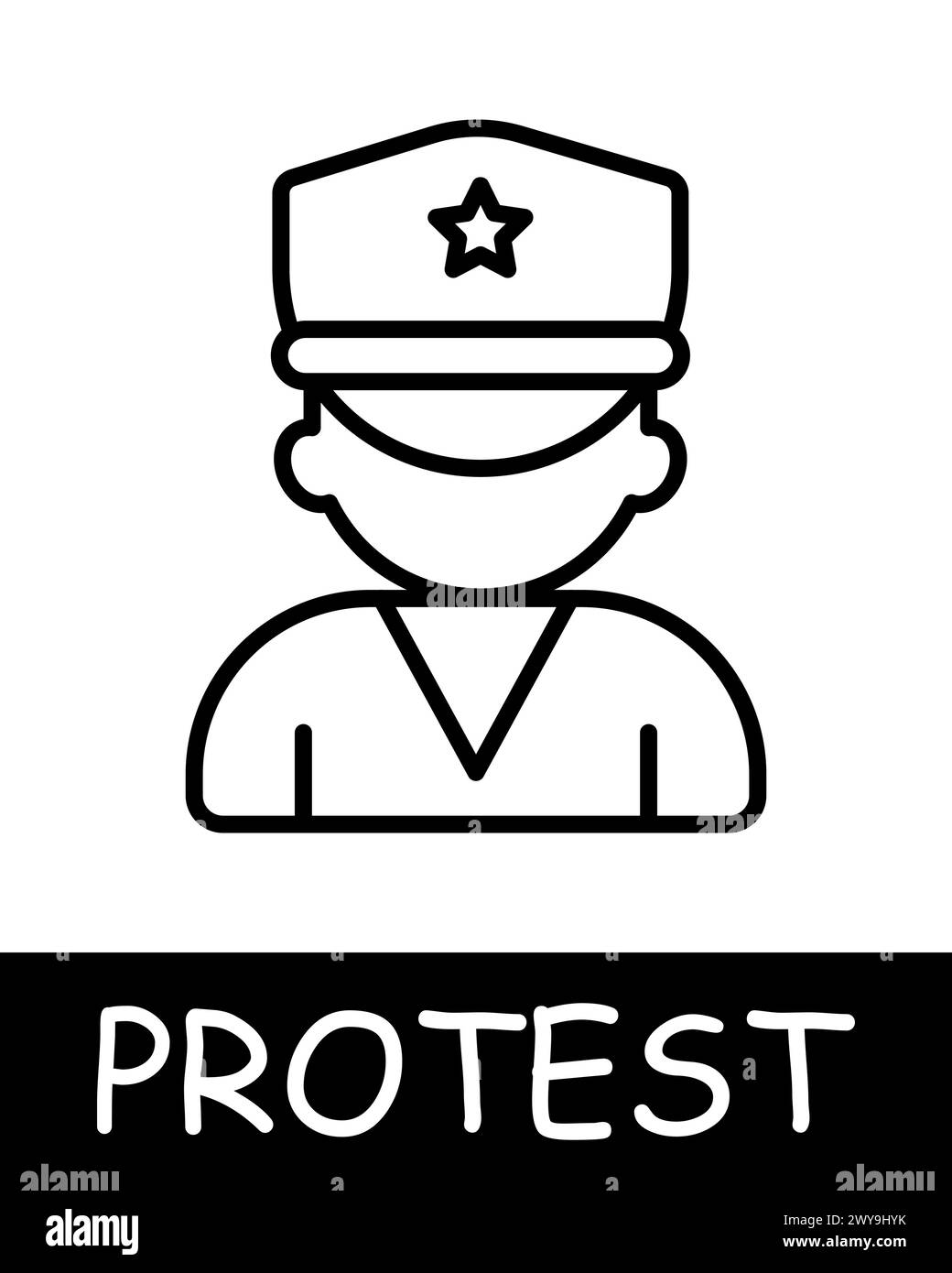 Policeman, uniform, opposition icon. War against power, star, cap, man ...