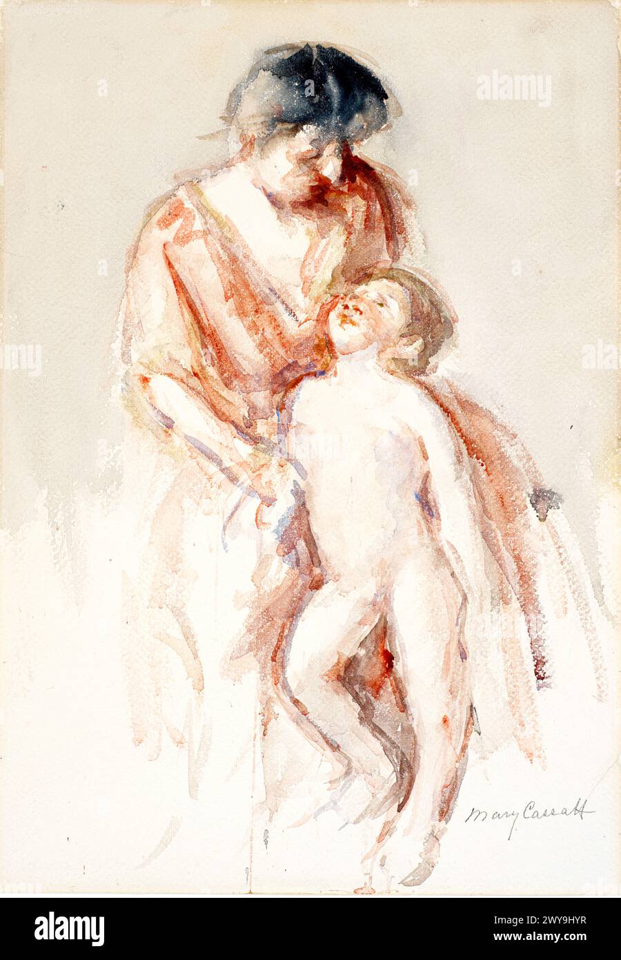 Woman with Nude Boy at Her Left by Mary Cassatt Stock Photo